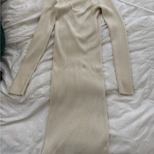 Forever 21 Cream Ribbed Maxi Dress